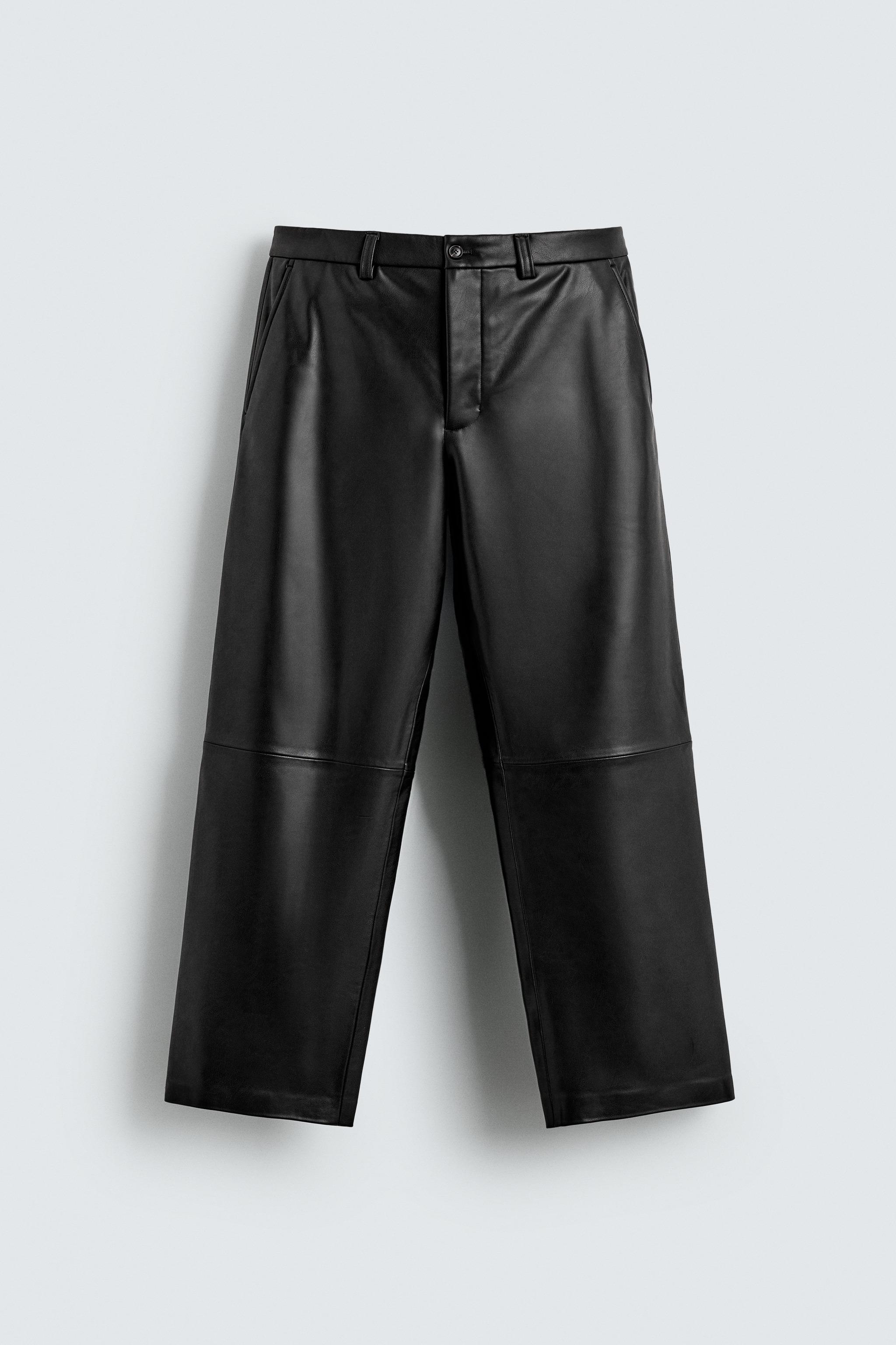 FAUX LEATHER RELAXED FIT PANTS